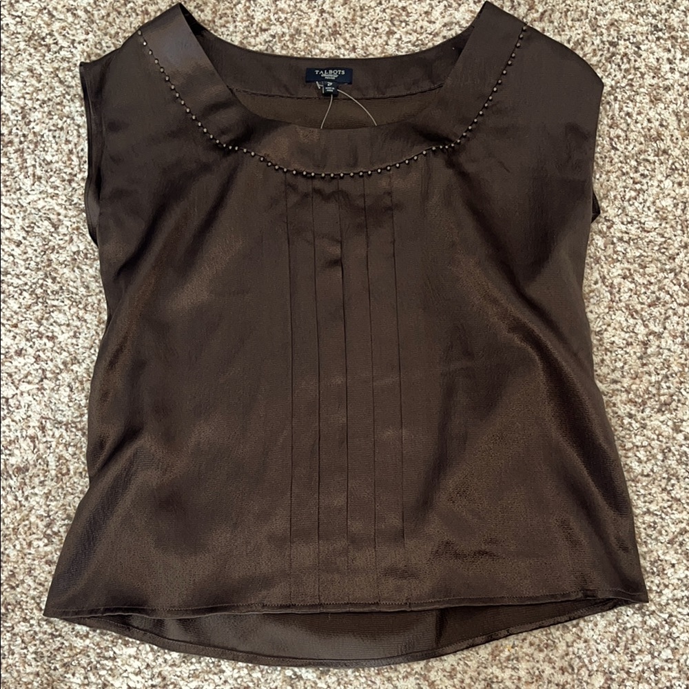 Talbots Petites Silk Brown Blouse!